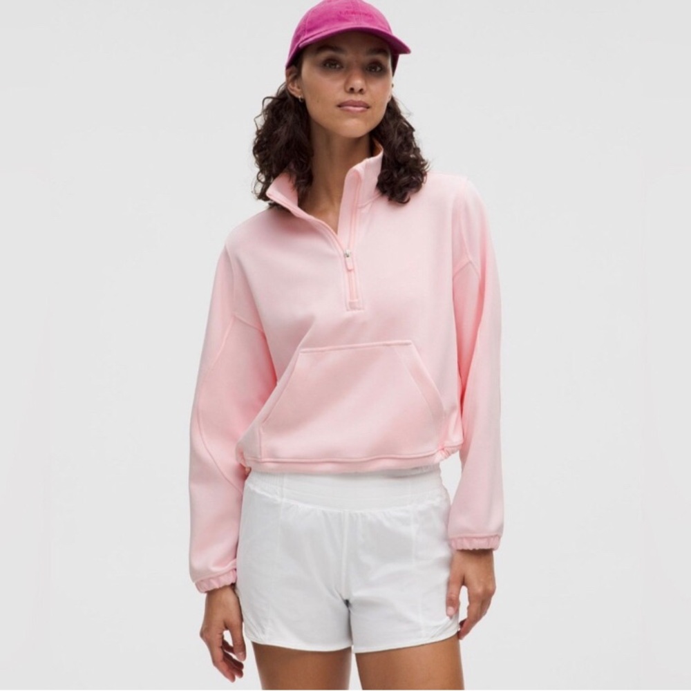 Lululemon Brushed Softstreme Half Zip Strawberry Milkshake 12 Cinch Sides Large